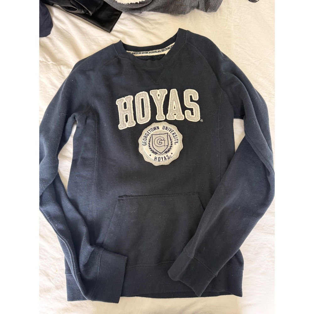 Vintage League Georgetown Hoyas Sweatshirt Navy Blue Collegiate Pullover Medium
